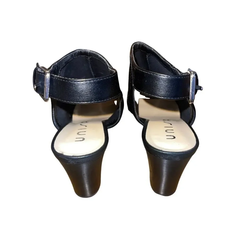 UNISA Open Toe Heel Shoes Shootie Size 9 Chunky Heel Western Peeptoe
